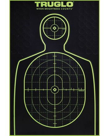 TruGlo TG13A6 Tru-See Handgun Target Self-Adhesive Heavy Paper Black/Green 12"x18" Silhouette 6 Pack