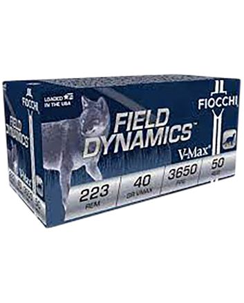 Fiocchi 223FHVB Field Dynamics223Rem 40gr Hornady V-Max 50/4 *Sold as case