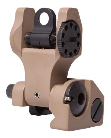 Troy Ind SSIGFBSROFT00 Rear Folding BattleSight RoundFlat Dark Earth Folding for AR-15