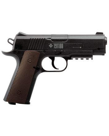Crosman 40001 1911 Air Pistol CO2 177 20+1 Smooth Bore Barrel, Fixed Front/Fixed Notch Rear Sights, Black Checkered Polymer Grips