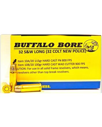 Buffalo Bore Ammunition 10A20 Personal Defense Strictly Business 32S&amp;W Long 115gr Hard Cast Flat Nose 20 Per Box/12 Case