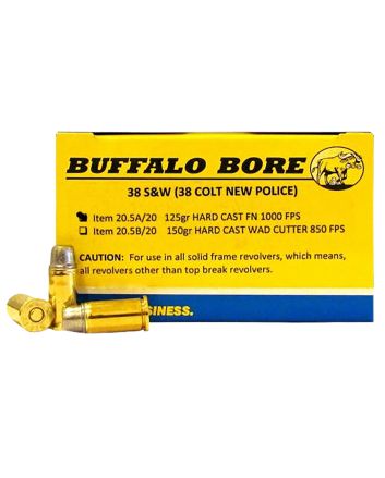 Buffalo Bore Ammunition 205A20 Personal Defense Strictly Business 38S&amp;W 125gr Hard Cast Flat Nose 20 Per Box/12 Case