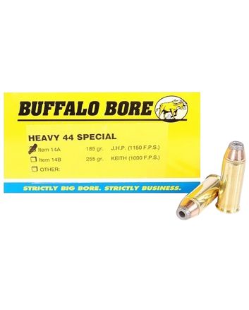 Buffalo Bore Ammunition 14A20 Heavy Strictly Business 44S&amp;W Spl 180gr Jacket Hollow Point 20 Per Box/12 Case