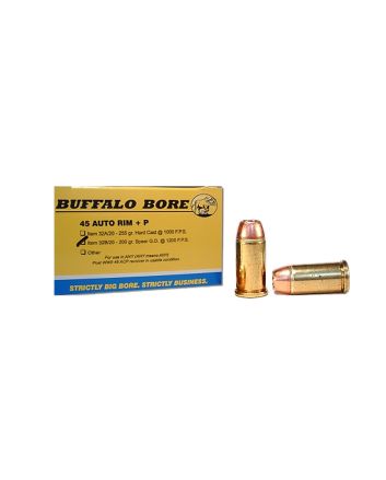 Buffalo Bore Ammunition 32B20 Personal Defense Strictly Business 45Auto Rim +P 200gr Jacket Hollow Point 20 Per Box/12 Case