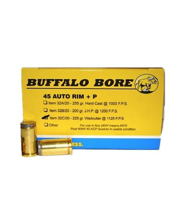 Buffalo Bore Ammunition 32C20 Personal Defense Strictly Business 45Auto Rim +P 225gr Wadcutter 20 Per Box/12 Case
