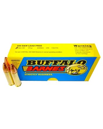Buffalo Bore Ammunition 18D20 Buffalo-Barnes Strictly Business 500S&amp;W Mag 375gr Barnes VOR-TX XPB Lead Free 20 Per Box/12 Case