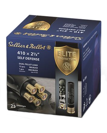 Sellier &amp; Bellot SB410SDA Self Defense410Gauge 2.50" 15 Pellets 1/2oz 000Buck Shot 25 Box/20 Case