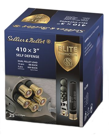 Sellier &amp; Bellot SB410SDB Self Defense410Gauge 3" 15Pellets 11/16oz 000Buck Shot 25 Box/20 Case