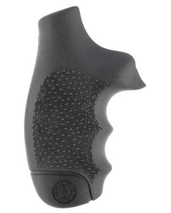 Hogue 60000 OverMolded Monogrip Cobblestone Black Rubber with Finger Grooves for S&amp;W J Frame with Round Butt