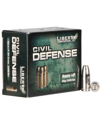 Liberty Ammunition LACD9014 Civil Defense9mmLuger+P 50gr Lead Free Fragmenting Hollow Point 20 Per Box/50 Case