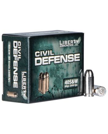 Liberty Ammunition LACD40012 Civil Defense40S&amp;W 60gr Lead Free Fragmenting Hollow Point 20 Per Box/50 Case