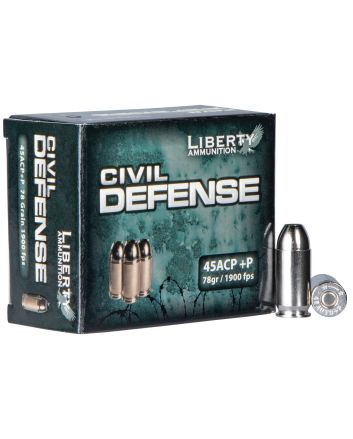 Liberty Ammunition LACD45013 Civil Defense45ACP+P 78gr Lead Free Fragmenting Hollow Point 20 Per Box/50 Case