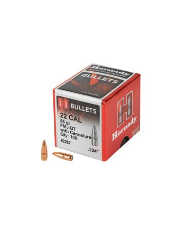 Hornady 2267 Traditional22 Cal .224 55 gr Full Metal Jacket Boat Tail 100 Per Box/ 40 Case