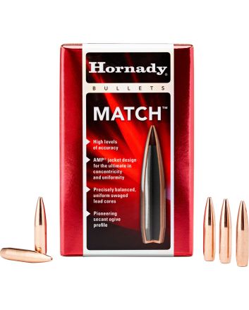 Hornady 30501 Match30 Cal .308 168 gr Hollow Point Boat Tail Match 100 Per Box/ 15 Case