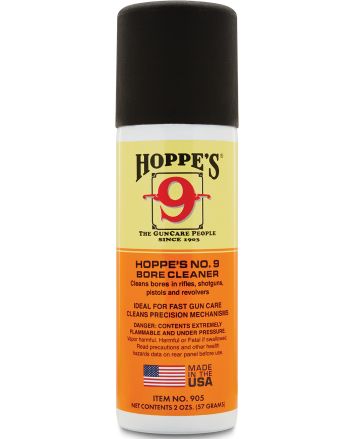 Hoppe's 905 No. 9 Bore Cleaner Removes Carbon Powder &amp; Lead Fouling Child Proof Cap2 oz. Aerosol Can 12 Per Pack