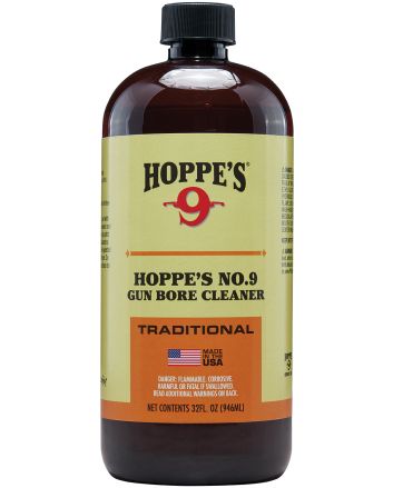 Hoppe's 932 No. 9 Bore Cleaner Removes Carbon Powder &amp; Lead Fouling Child Proof Cap1 Quart (32 oz.) Bottle