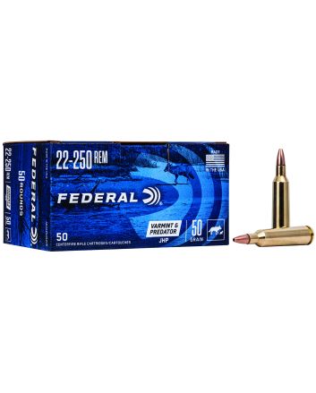Federal AE2225050VP American Eagle Varmint &amp; Predator 22-250Rem 50gr Jacketed Hollow Point 50 Per Box/5 Case