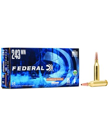 Federal 24385LFA Power-Shok243Win 85gr Copper Hollow Point 20 Per Box/10 Case