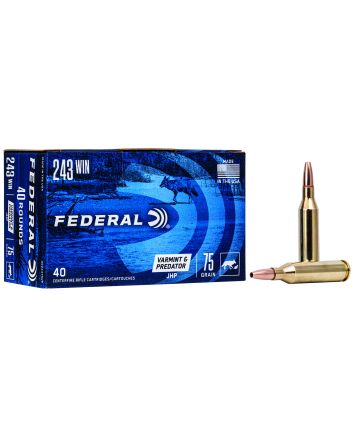 Federal AE24375VP American Eagle Varmint &amp; Predator 243Win 75gr Jacketed Hollow Point 40 Per Box/5 Case