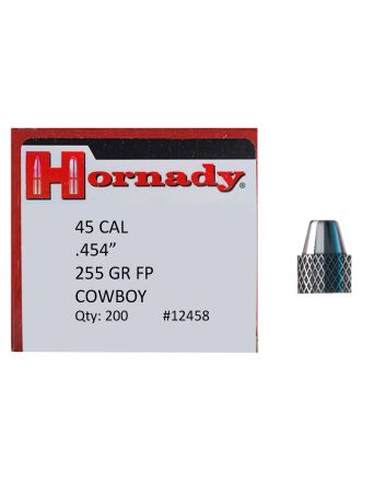 Hornady 12458 Frontier Lead 45 Cal .454 255 gr Flat Point Cowboy 200 Per Box/ 8 Case