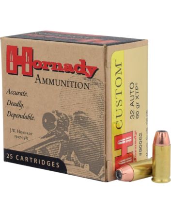 Hornady 90062 Custom32ACP 60gr Hornady XTP Hollow Point 25 Per Box/10 Case