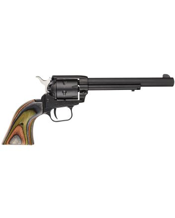 Heritage Mfg RR22MBS6 Rough Rider22 LR/22 WMR 6 Shot, 6.50" Black Satin Steel Barrel, Black Satin Zinc Alloy Frame, Black Satin Cylinder, Camo Laminate Grip, Exposed Hammer