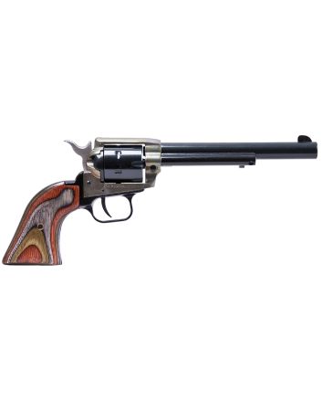 Heritage Mfg RR22MCH6 Rough Rider22 LR/22 WMR 6 Shot, 6.50" Black Steel Barrel &amp; Cylinder, Simulated Case Hardened Zinc Alloy Frame, Camo Laminate Grip, Hammer/Thumb Safety, Exposed Hammer