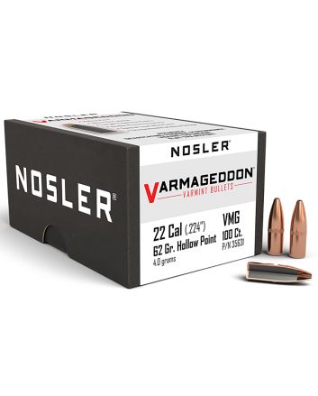 Nosler 35631 Varmageddon22Cal 62gr Flat Base Hollow Point 100/Box