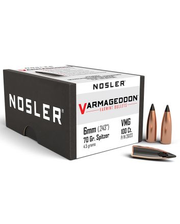 Nosler 26123 Varmageddon6mm 70gr Flat Base Tipped 100/Box