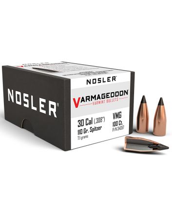 Nosler 34057 Varmageddon30Cal 110gr Flat Base Tipped 100/Box