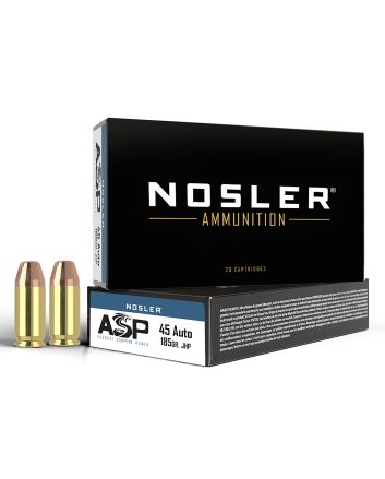 Nosler 51271 Assured Stopping Power Handgun 45ACP 185gr Jacketed Hollow Point 50 Per Box/10 Case