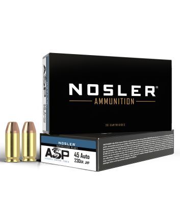 Nosler 51284 Assured Stopping Power Handgun 45ACP 230gr Jacketed Hollow Point 50 Per Box/10 Case