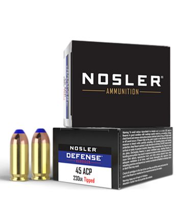 Nosler 39873 Defense Handgun 45ACP 230gr Bonded Performance Tipped 20 Per Box/10 Case