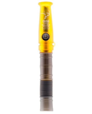 Primos 736 PowerGrunter Call Double Reed Mule Deer Sounds Attracts Blacktail/Mule Deer Features Built in Compass Black/Gold