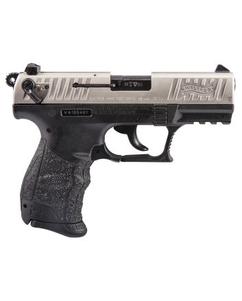 Walther Arms 5120336 P22 *CA Compliant 22 LR 10+1 3.42" Nickel Serrated/Steel Slide, Black Polymer Frame w/Picatinny Rail, Black Interchangeable Backstrap Grips
