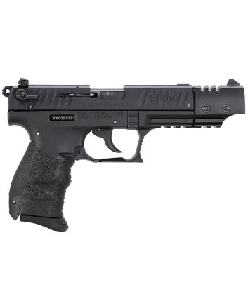 Walther Arms 5120334 P22 Target *CA Compliant 22 LR Caliber with 5" Barrel, 10+1 Capacity, Black Finish Picatinny Rail Frame, Serrated Matte Black Tenifer Steel Slide &amp; Interchangeable Backstrap Grip
