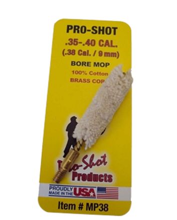 Pro-Shot MP38 Bore Mop.35 - .40 Cal Pistol #8-32 Thread 100% Cotton Brass Core