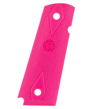 Hogue 45017 OverMolded Grip Panels Checkered Pink Rubber for 1911 Government