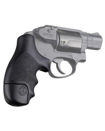 Hogue 60020 OverMolded TamerCobblestone Black Rubber with Finger Grooves for S&amp;W J Frame Centennial with Round Butt, Bodyguard