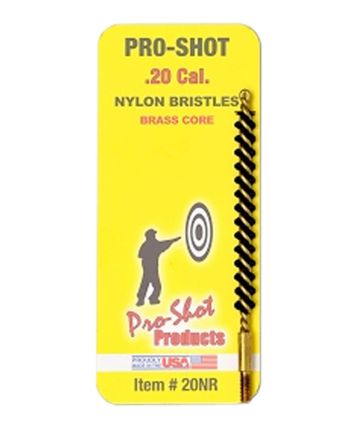 Pro-Shot 20NR Bore Brush.20 Cal Rifle #5-40" Thread Nylon Bristles Brass Core