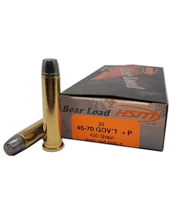 HSM 457012N Bear Load45-70 Gov 430 gr Round Nose Flat Point 20 Per Box/ 25 Case