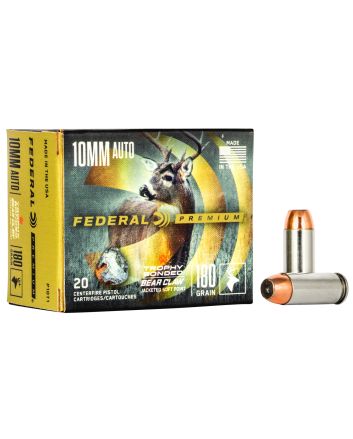 Federal P10T1 Premium10mmAuto 180gr Trophy Bonded Bear Claw Jacketed Soft Point 20 Per Box/10 Case
