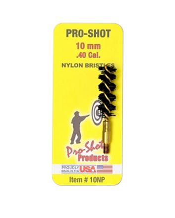 Pro-Shot 10NP Bore Brush.40/ 10mm Cal Pistol #8-32 Thread Nylon Bristles Brass Core