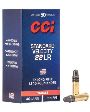 CCI 0035 Standard Velocity22LR 40gr Lead Round Nose 50 Per Box/100 Case