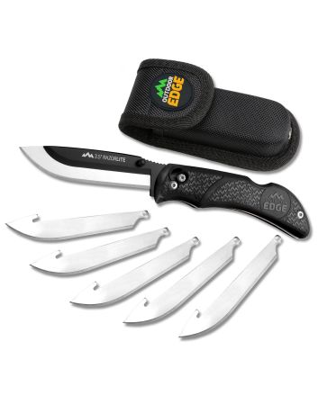 Outdoor Edge RL10C RazorLite3.50" Folding Plain Black Oxide 420J2 SS Blade, Black TPR Handle