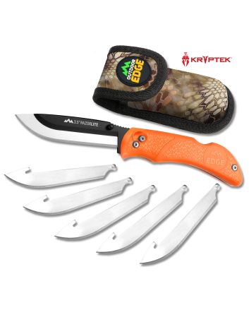 Outdoor Edge RB20C RazorLite3.50" Folding Plain Black Oxide 420J2 SS Blade TPR Blaze Orange Handle