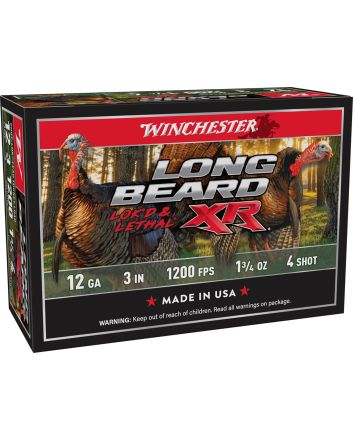 Winchester Ammo STLB1234 Long Beard XR Shot-Lok 12Gauge 3" 1 3/4oz 4Shot 10 Per Box/10 Case