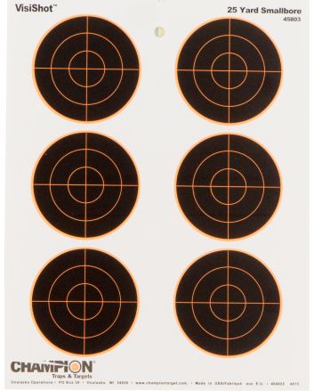 Champion Targets 45803 VisiShotBullseye Paper Hanging 25 yds Small Bore Rifle 8.50" x 11" Black/White 10 Pack