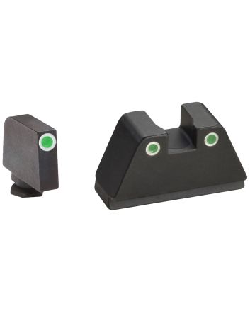 AmeriGlo GL329 Optic Compatible Sight Set for GlockXL Tall Green Tritium White Outline Front Sight-Green Tritium White Outline Rear Sight
