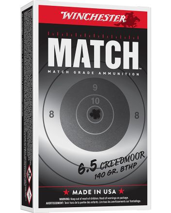 Winchester Ammo S65CM Match6.5Creedmoor 140gr Sierra MatchKing BTHP 20 Per Box/10 Case